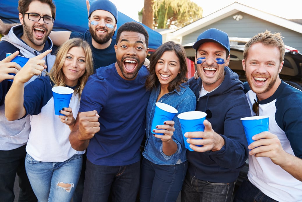 Group of Sports Fans Tailgating 